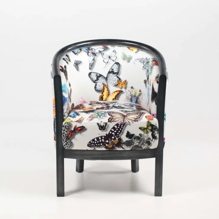 Paget Fauteuil De Salon*Julien Fauteuil tonneau pour salon fabrication française en tissu et bois massif