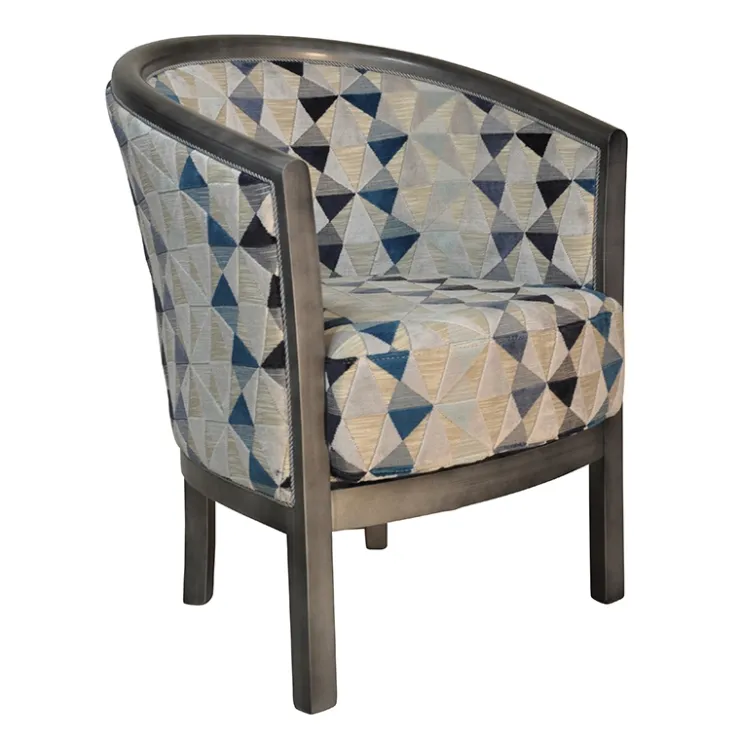 Paget Fauteuil De Salon*Julien Fauteuil tonneau pour salon fabrication française en tissu et bois massif