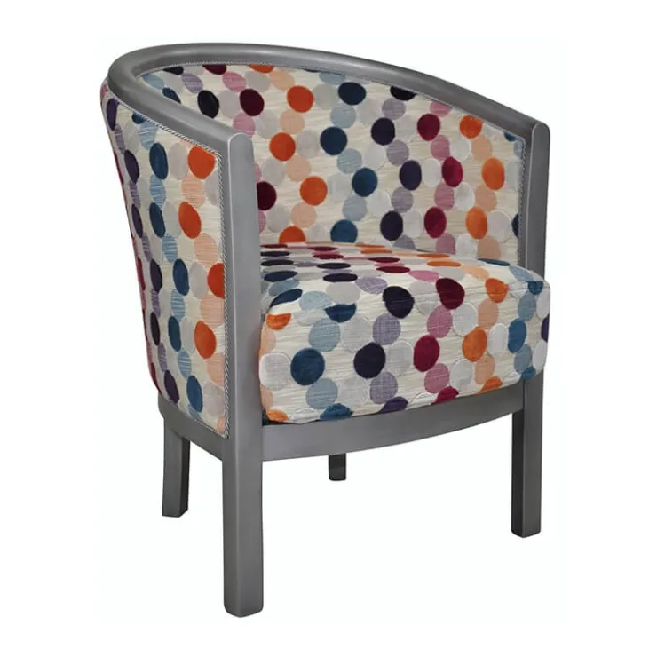 Paget Fauteuil De Salon*Julien Fauteuil tonneau pour salon fabrication française en tissu et bois massif