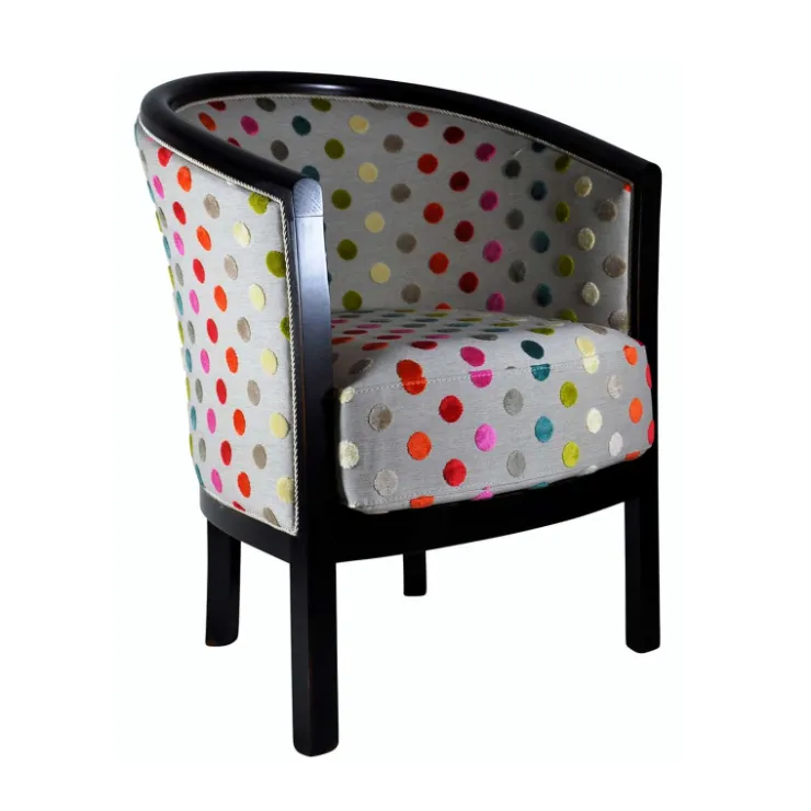 Paget Fauteuil De Salon*Julien Fauteuil tonneau pour salon fabrication française en tissu et bois massif