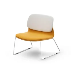 Sokoa Fauteuil De Salon*Klik Chauffeuse confortable en tissu avec pieds traineau en métal