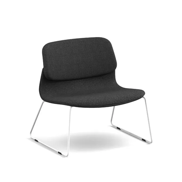 Sokoa Fauteuil De Salon*Klik Chauffeuse confortable en tissu avec pieds traineau en métal