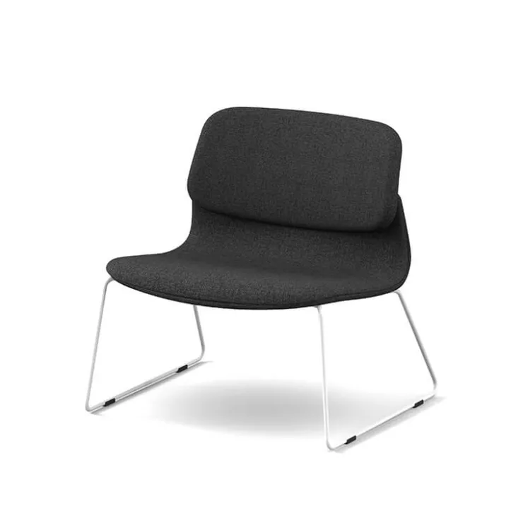 Sokoa Fauteuil De Salon*Klik Chauffeuse confortable en tissu avec pieds traineau en métal