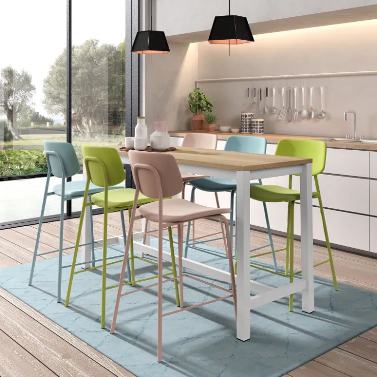 Perfecta Tabouret Snack (assise +/- 65 Cm)|Tabouret De Bar (assise +/- 80 Cm)*Lago Tabouret snack vintage rembourré en simili fabriqué en Belgique