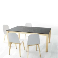 Cancio Table De Cuisine|Table De Salle à Manger*Lakera Table en Dekton extensible avec pieds en bois massif