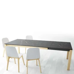 Cancio Table De Cuisine|Table De Salle à Manger*Lakera Table en Dekton extensible avec pieds en bois massif