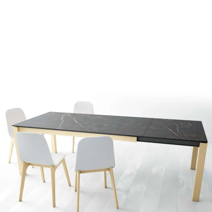 Cancio Table De Cuisine|Table De Salle à Manger*Lakera Table en Dekton extensible avec pieds en bois massif
