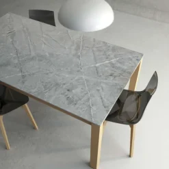 Cancio Table De Cuisine|Table De Salle à Manger*Lakera Table en Dekton extensible avec pieds en bois massif