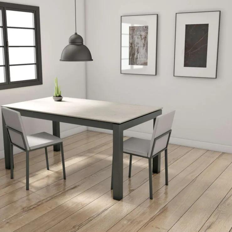 Cancio Table De Cuisine|Table De Salle à Manger*Lakera Table en Dekton rectangulaire extensible avec pieds en métal