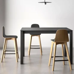 Cancio Table De Cuisine*Lakera Table snack en Dekton rectangulaire avec pieds en métal