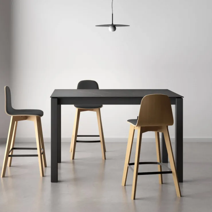 Cancio Table De Cuisine*Lakera Table snack en Dekton rectangulaire extensible avec pieds en métal