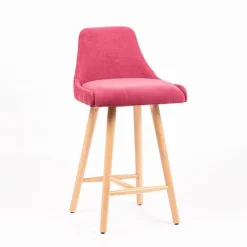 Sessio Tabouret Snack (assise +/- 65 Cm)|Tabouret De Bar (assise +/- 80 Cm)*Lars diamant Tabouret snack matelassé en tissu et pieds en bois