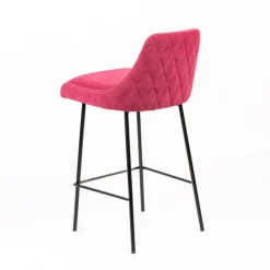 Sessio Tabouret Snack (assise +/- 65 Cm)|Tabouret De Bar (assise +/- 80 Cm)*Lars diamant Tabouret snack en tissu dossier matelassé pieds en métal