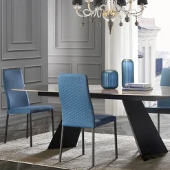 Europea Chaise De Salle à Manger*Laura Chaise de salle à manger italienne en tissu bicolore