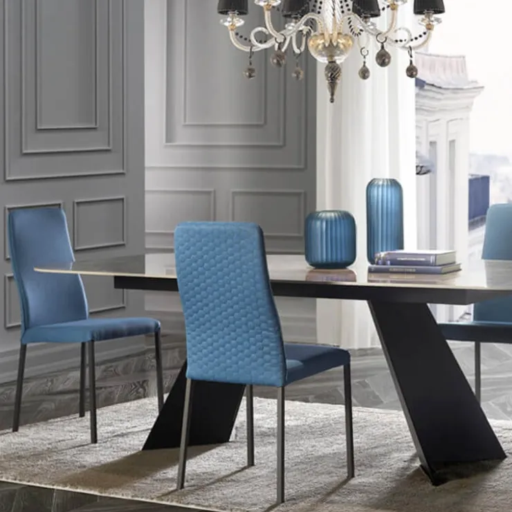 Europea Chaise De Salle à Manger*Laura Chaise de salle à manger italienne en tissu bicolore