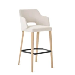 Mobitec Tabouret De Bar (assise +/- 80 Cm)*Lena ® Tabouret de bar en tissu avec accoudoirs et pieds en bois