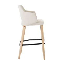 Mobitec Tabouret De Bar (assise +/- 80 Cm)*Lena ® Tabouret de bar en tissu avec accoudoirs et pieds en bois