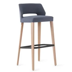 Mobitec Tabouret De Bar (assise +/- 80 Cm)*Lena ® Tabouret de bar en tissu avec dossier bas et pieds en bois