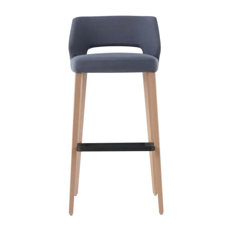Mobitec Tabouret De Bar (assise +/- 80 Cm)*Lena ® Tabouret de bar en tissu avec dossier bas et pieds en bois