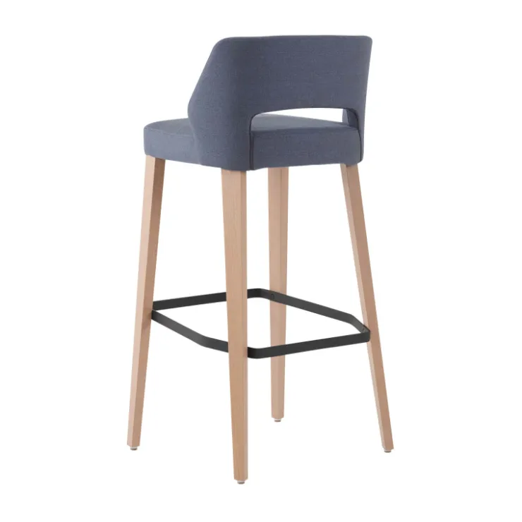 Mobitec Tabouret De Bar (assise +/- 80 Cm)*Lena ® Tabouret de bar en tissu avec dossier bas et pieds en bois