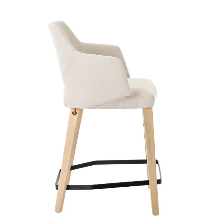 Mobitec Tabouret Snack (assise +/- 65 Cm)|Tabouret De Bar (assise +/- 80 Cm)*Lena ® Tabouret snack en tissu avec accoudoirs et pieds en bois
