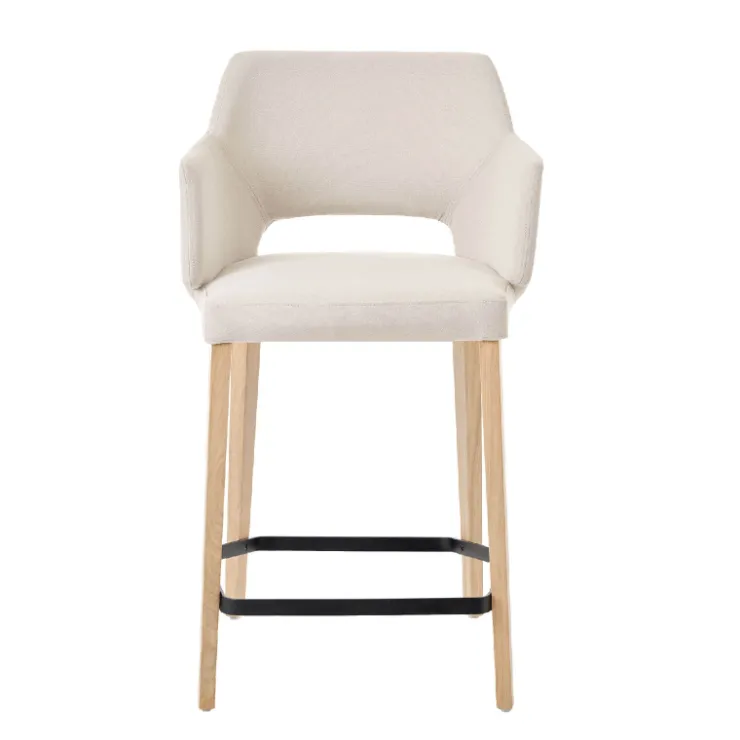 Mobitec Tabouret Snack (assise +/- 65 Cm)|Tabouret De Bar (assise +/- 80 Cm)*Lena ® Tabouret snack en tissu avec accoudoirs et pieds en bois