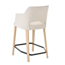 Mobitec Tabouret Snack (assise +/- 65 Cm)|Tabouret De Bar (assise +/- 80 Cm)*Lena ® Tabouret snack en tissu avec accoudoirs et pieds en bois
