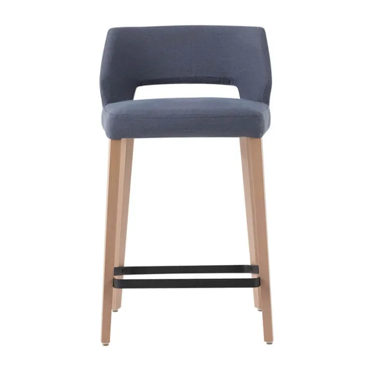 Mobitec Tabouret Snack (assise +/- 65 Cm)|Tabouret De Bar (assise +/- 80 Cm)*Lena ® Tabouret snack scandinave en tissu et bois avec dossier ajouré