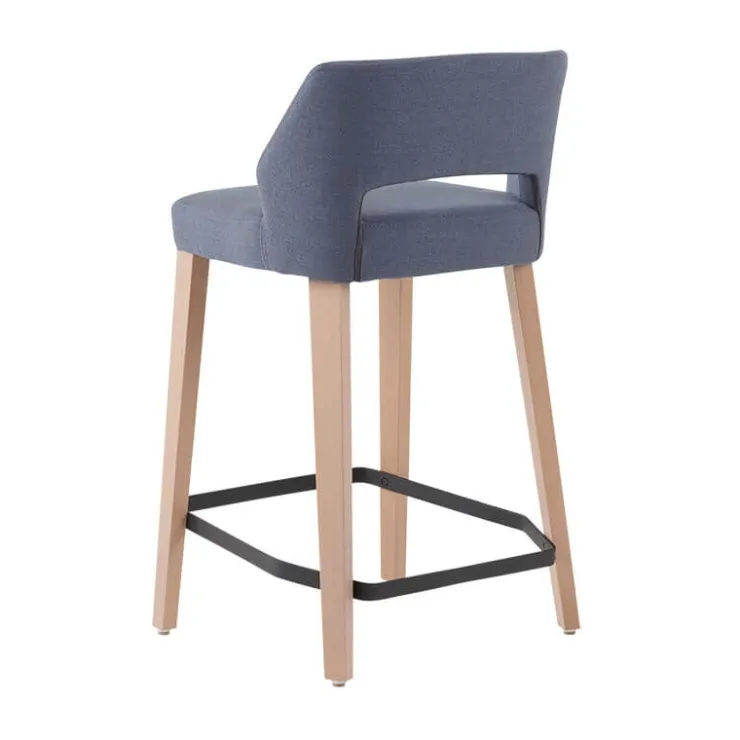 Mobitec Tabouret Snack (assise +/- 65 Cm)|Tabouret De Bar (assise +/- 80 Cm)*Lena ® Tabouret snack scandinave en tissu et bois avec dossier ajouré