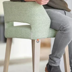 Mobitec Tabouret Snack (assise +/- 65 Cm)|Tabouret De Bar (assise +/- 80 Cm)*Lena ® Tabouret snack scandinave en tissu et bois avec dossier ajouré