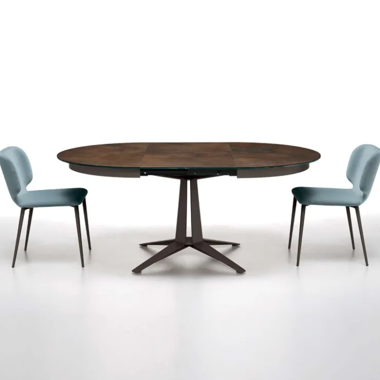 Midj Table De Salle à Manger*Link ® Table design ronde extensible en céramique pied central en métal