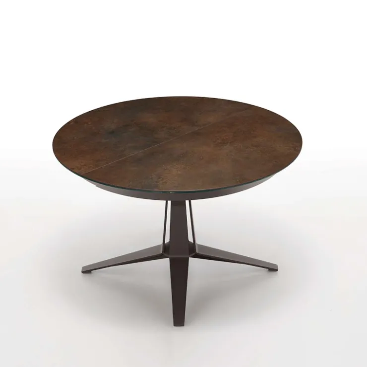 Midj Table De Salle à Manger*Link ® Table design ronde extensible en céramique pied central en métal