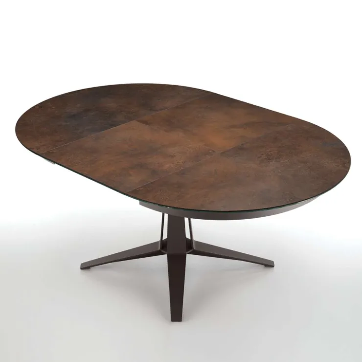 Midj Table De Salle à Manger*Link ® Table design ronde extensible en céramique pied central en métal