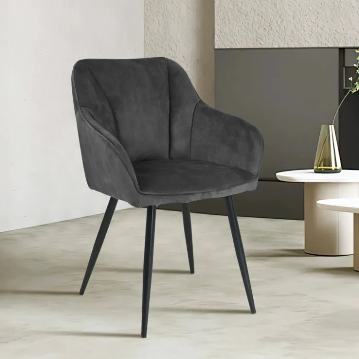 Chaise De Salle à Manger|Fauteuil De Salon*LisonFauteuil cosy en tissu avec pieds en métal