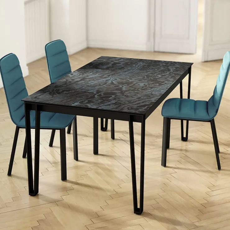 Cancio Table De Salle à Manger*London Table design en Dekton avec pieds épingle en métal