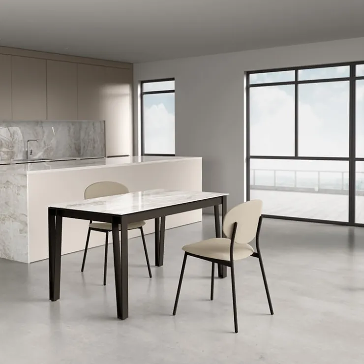 Cancio Table De Salle à Manger*London Table design en Dekton avec pieds épingle en métal