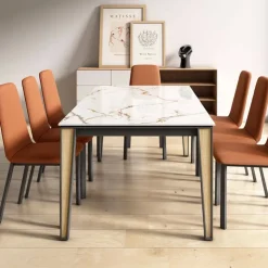 Cancio Table De Salle à Manger*London Table en Dekton avec pieds métal et bois