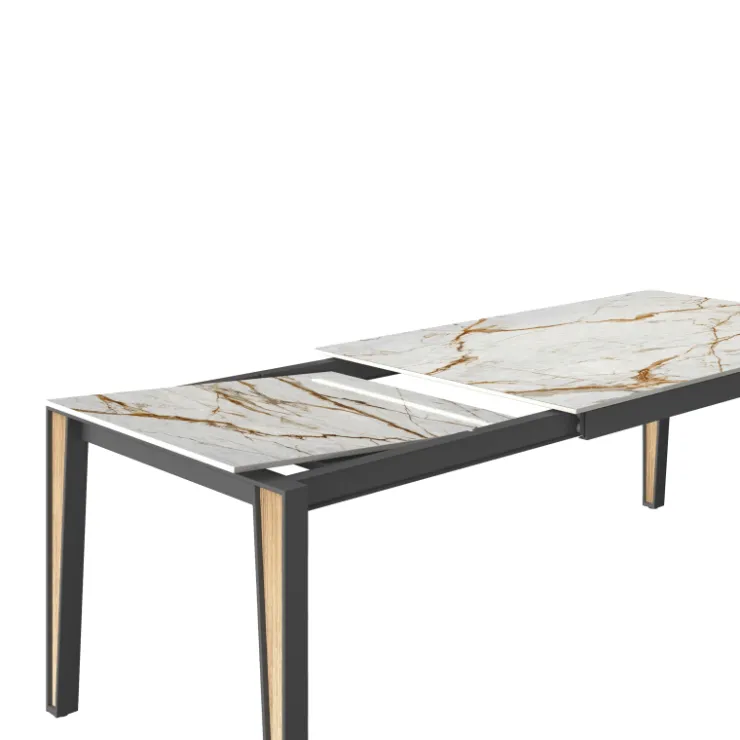Cancio Table De Salle à Manger*London Table en Dekton extensible avec pieds en métal et bois
