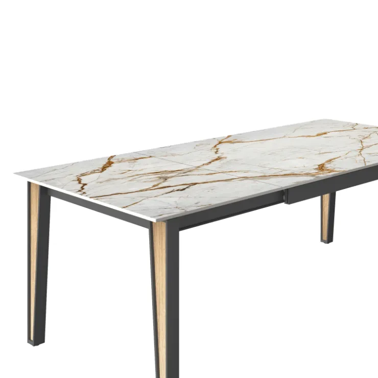 Cancio Table De Salle à Manger*London Table en Dekton extensible avec pieds en métal et bois