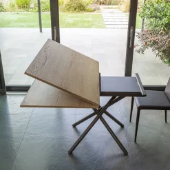 Altacom Table De Salle à Manger|Table De Salon*Lotus Table italienne rabattable et relevable en mélaminé avec pieds mikado