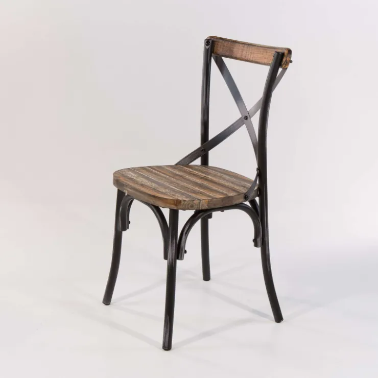 Chaise De Cuisine*MadieChaise bistrot vintage en bois et métal noir patiné