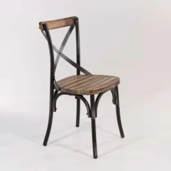 Chaise De Cuisine*MadieChaise bistrot vintage en bois et métal noir patiné