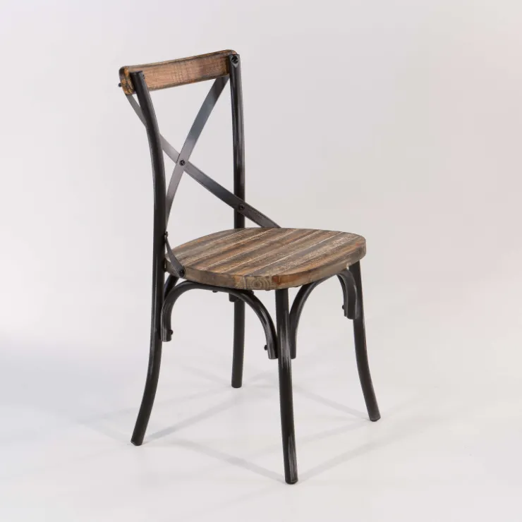 Chaise De Cuisine*MadieChaise bistrot vintage en bois et métal noir patiné