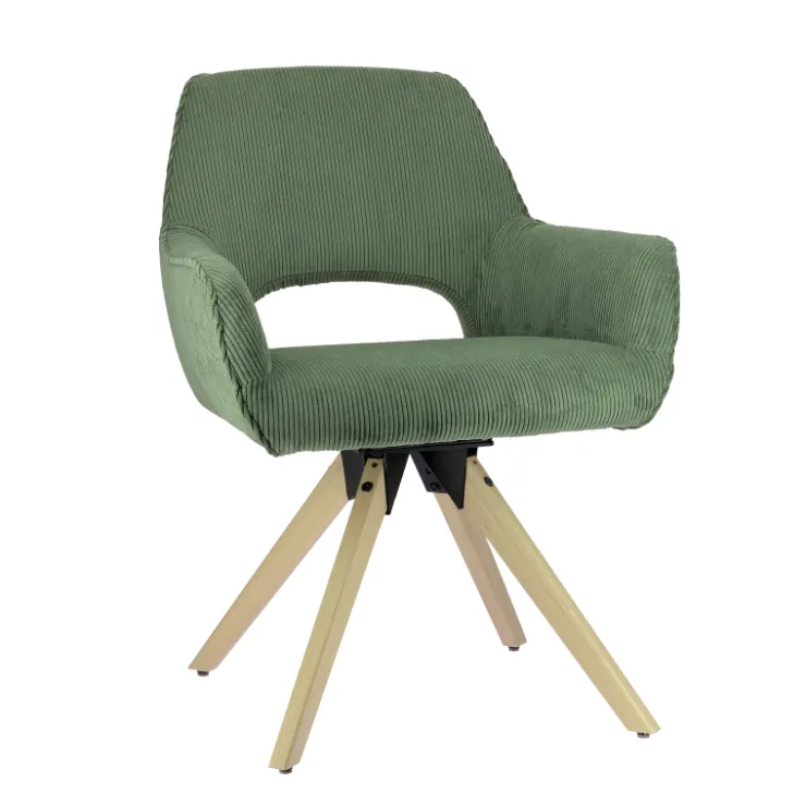 Chaise De Salle à Manger|Chaise De Bureau*Marius Fauteuil cocooning pivotant en tissu avec pieds bois