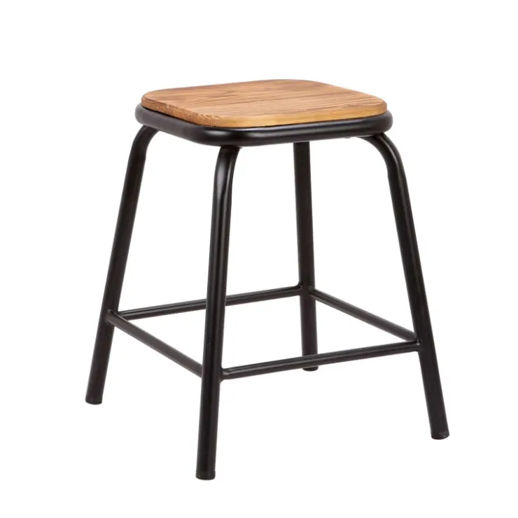Tabouret Bas (assise +/- 45 Cm)*MatisTabouret bas industriel en métal assise bois