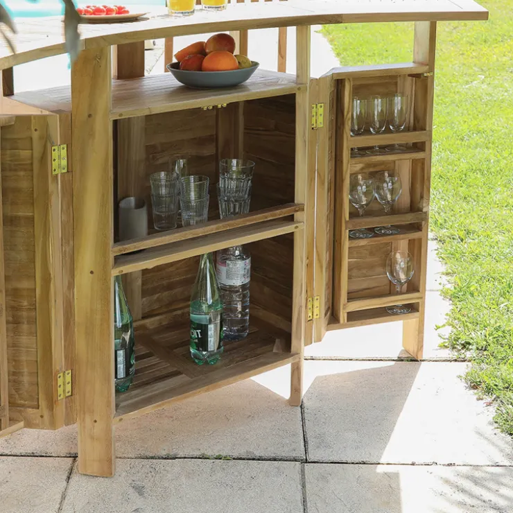Medicis Table De Jardin*MenhirBar de jardin avec rangement pliable en teck massif