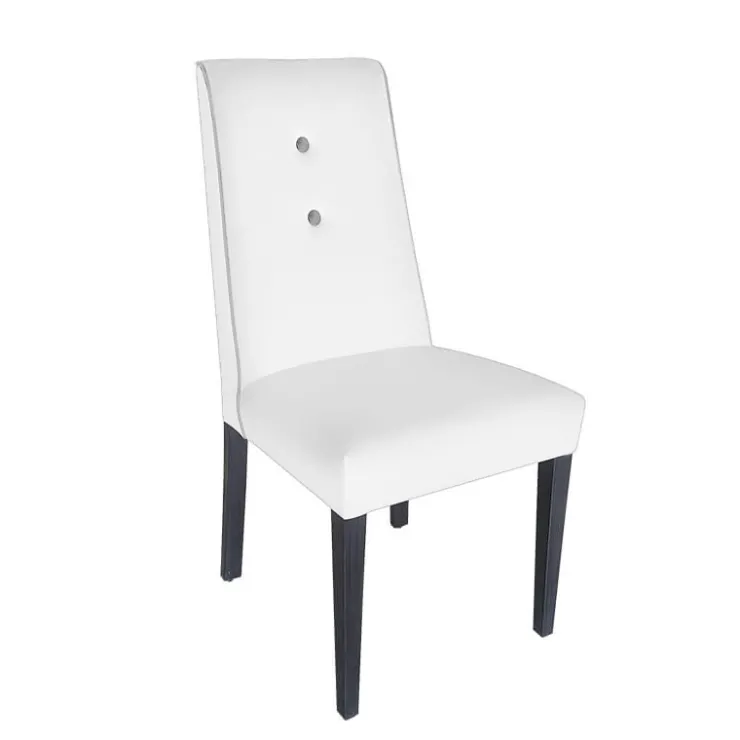 Lujosa Chaise De Salle à Manger|Chaise Salon*Mila Chaise en tissu rembourrée avec boutons sur le dossier pieds bois