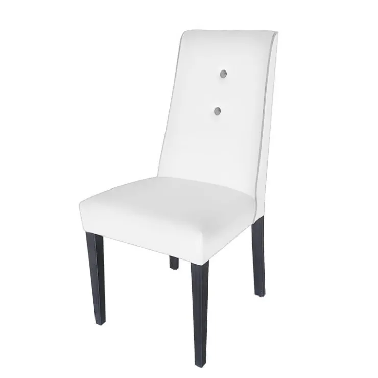 Lujosa Chaise De Salle à Manger|Chaise Salon*Mila Chaise en tissu rembourrée avec boutons sur le dossier pieds bois