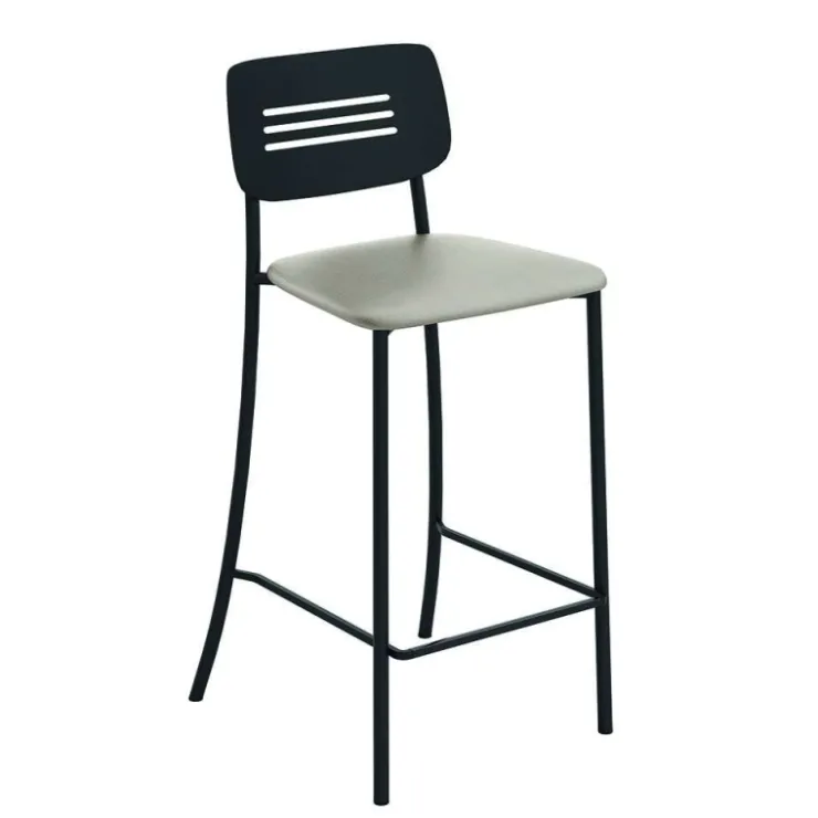 Perfecta Tabouret Snack (assise +/- 65 Cm)|Tabouret De Bar (assise +/- 80 Cm)*Miro Tabouret snack de cuisine en simili rembourré avec dossier strié en métal
