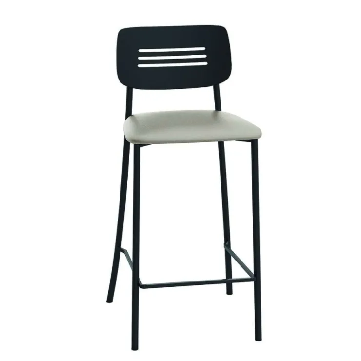 Perfecta Tabouret Snack (assise +/- 65 Cm)|Tabouret De Bar (assise +/- 80 Cm)*Miro Tabouret snack de cuisine en simili rembourré avec dossier strié en métal